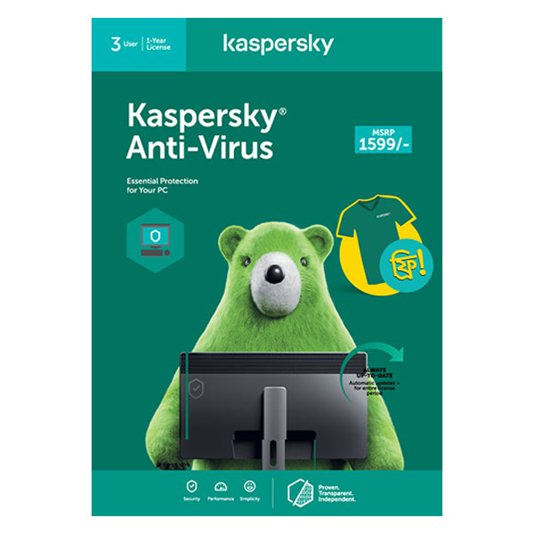 Kaspersky Anti-Virus 2021 (3 User | 1 Year License | PC)